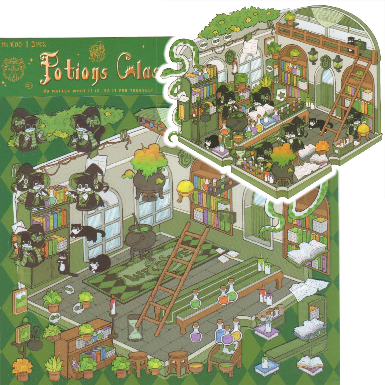 Magic School Isometric Stickers, Potion Class Sticker Scene, Adorabilities